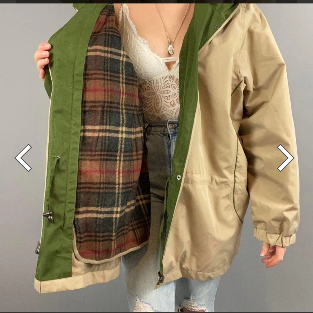 Vintage Blair Khaki Jacket With Removable Wool Interior Size Womens Large Petite - Picture 11 of 15